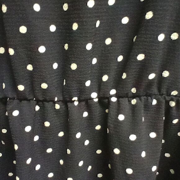 ⭐️5/$25 SALE Women's Miss U Navy Blue and White Polka Dot Layered Dress Size L - Picture 2 of 8